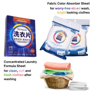 1 Box (50pc) | Washing Paper Laundry Fabric Colour Absorber Anti-Colour Anti-Dye Household Stain Colour Catcher for Washing Clothes