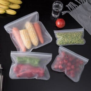 20x28cm | 5 pieces Bundle | Transparent Silicone Reusable EVA Frosted Food Storage Bag Freezer Microwave Safe sealer bags
