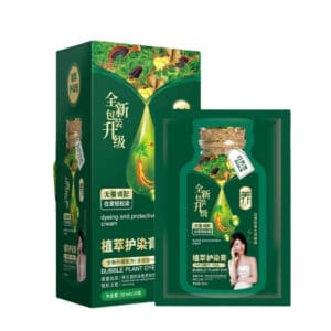 Bubble Plant Based Hair Dye (10 sachet per box) Natural Black Chestnut Dark Brown Hair Dye Hair Colour bubble dye hair dye augeas hairdye shampoo Haircare Ginseng
