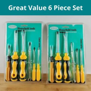 Household Screwdriver Set 6 Piece Bundle Cross Flat Tips
